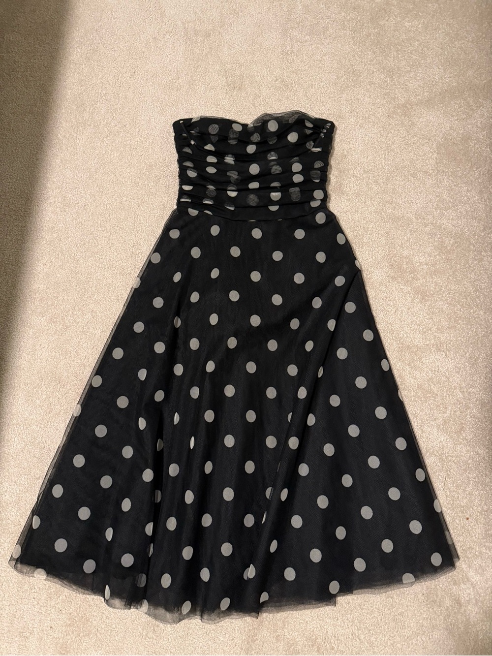 BCBGMaxAzria Strapless Black Dress with White Polka Dots
